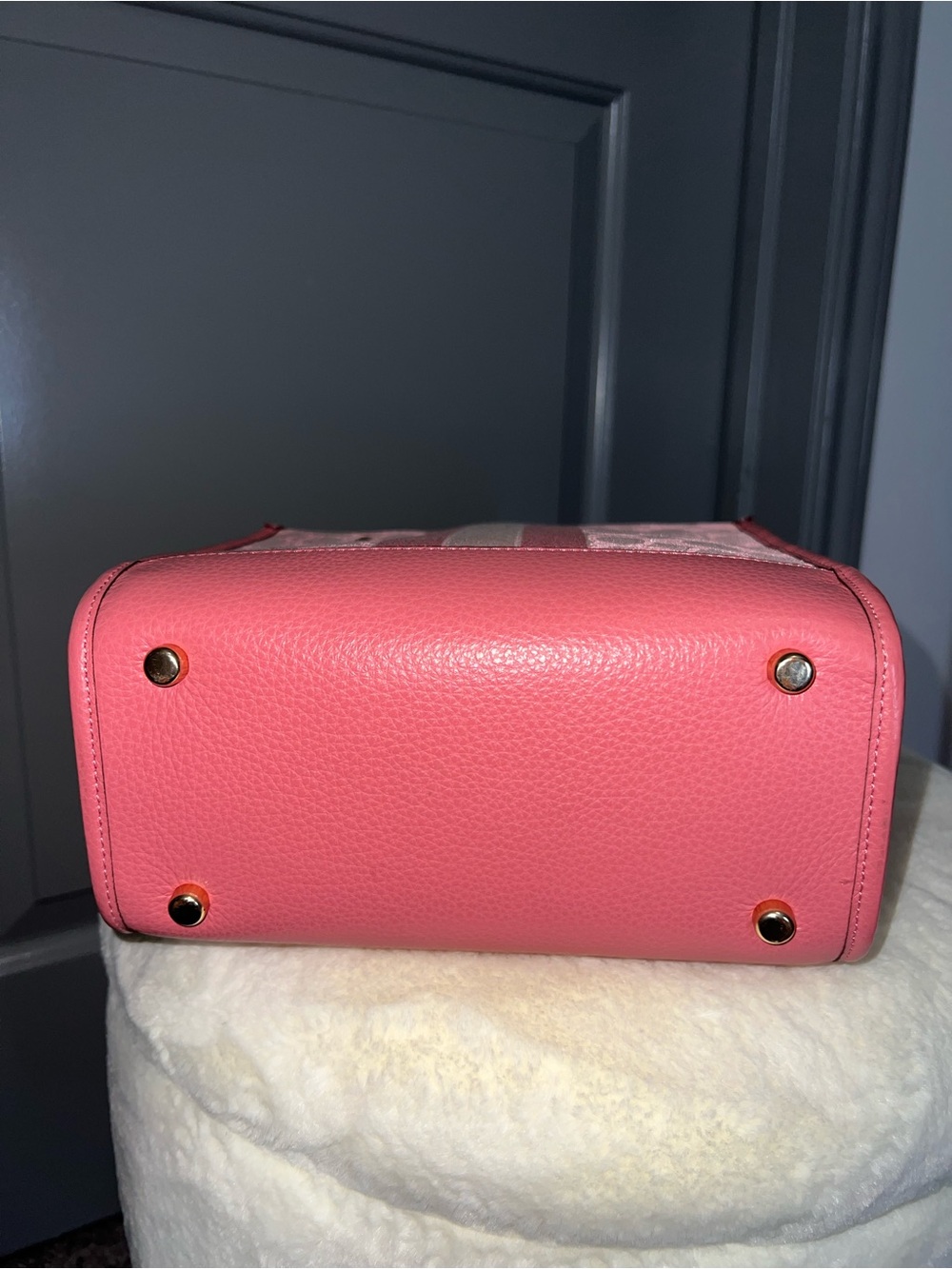 Coach Dempsey 22 Pink Signature Stripe Tote - Picture 3 of 3